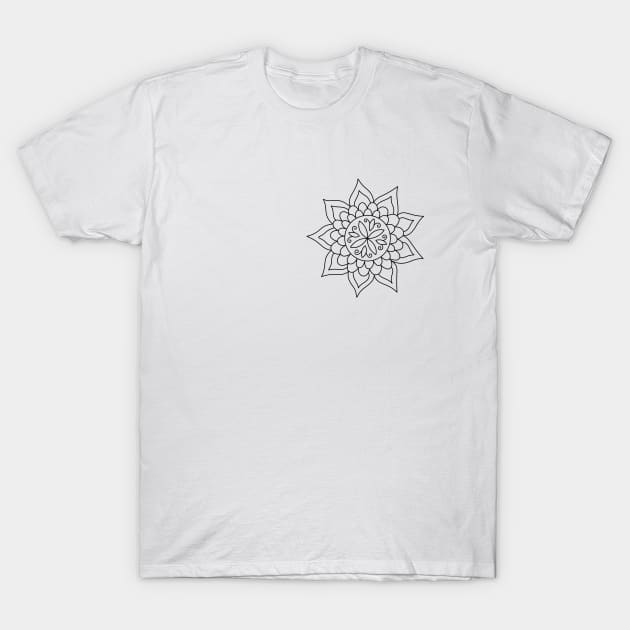 Monochrome Bloom - Mandala Flower T-Shirt by annagrunduls